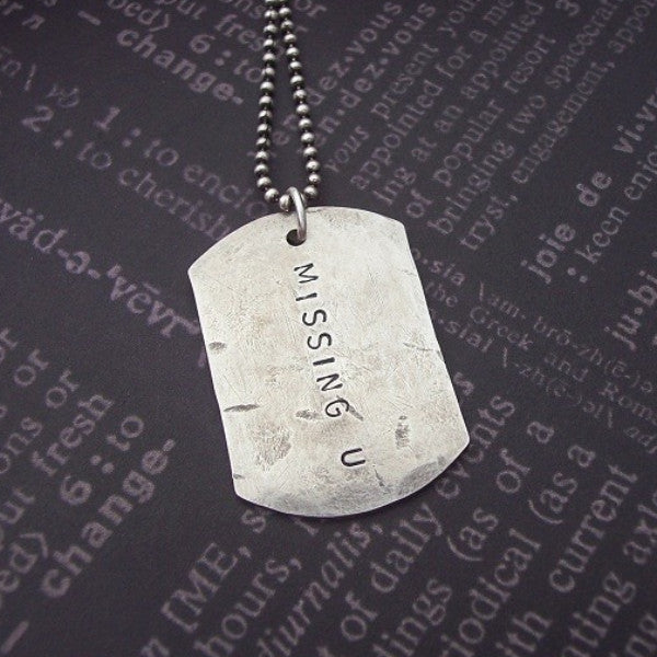 Hand Stamped Dog Tag Necklace – Say Jewelry by