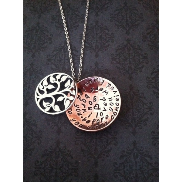 Family Tree Necklace - Sterling Tree & Copper Disc