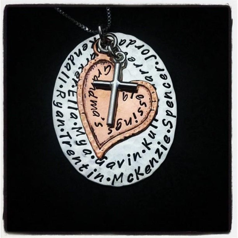 Grandmother's Blessings Necklace with Swirling Names - Easy Name Add-On