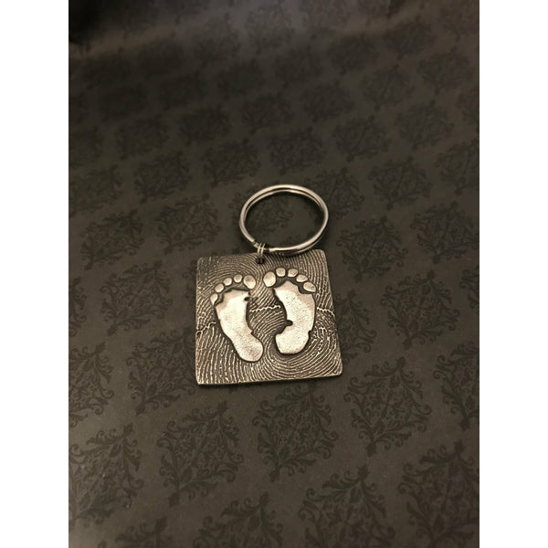 Square Keychain - Handwriting - Fingerprints - Artwork