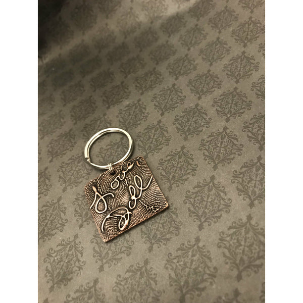 Square Keychain - Handwriting - Fingerprints - Artwork