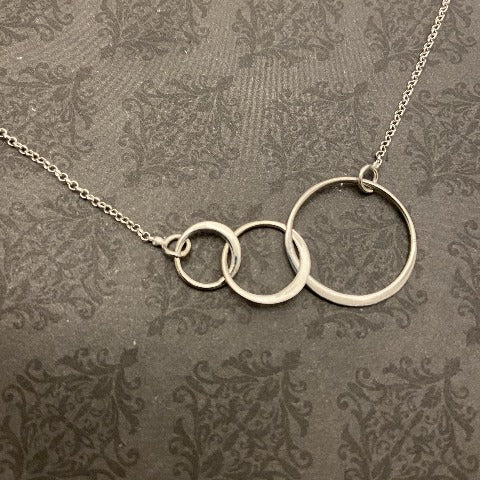Sterling Silver Interlocking Rings Necklace - 2, 3, 4, or 5 links