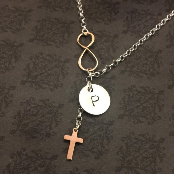 Infinity Necklace with Rose Gold Accents