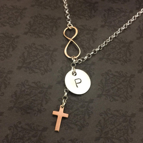 Infinity Necklace with Rose Gold Accents