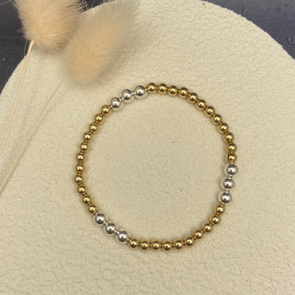 Gold-Filled 4mm Beaded Bracelet with Sterling Silver Accent Beads
