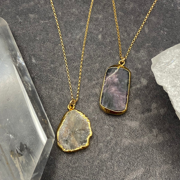 Charoite Gold Leaf Necklace