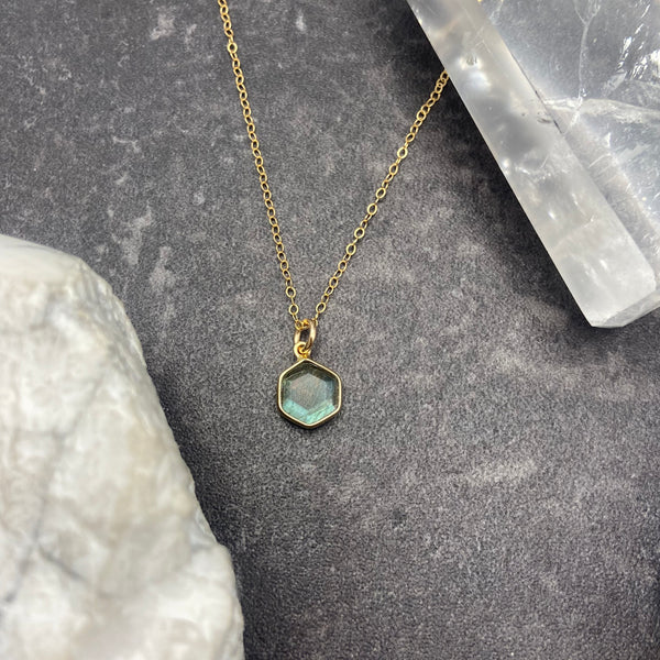 Labradorite Hexagon Necklace