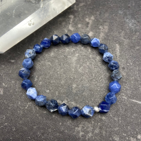 Sodalite Faceted Crystal Stretch Bracelet
