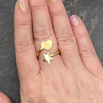 Heart Star Adjustable Ring