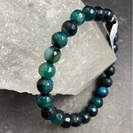 Teal Agate Crystal Stretch Bracelet