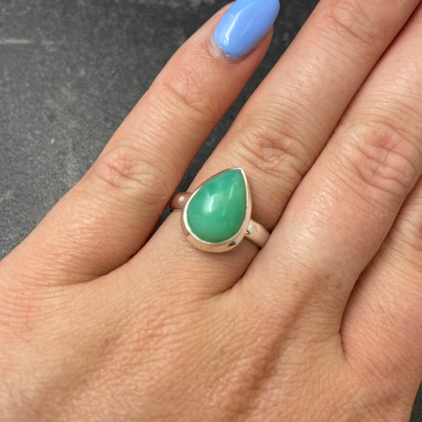 Chrysoprase Teardrop Ring
