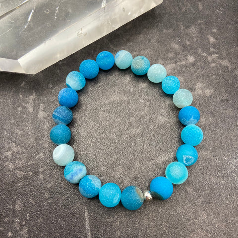 Matte Blue Agate Crystal Bracelet