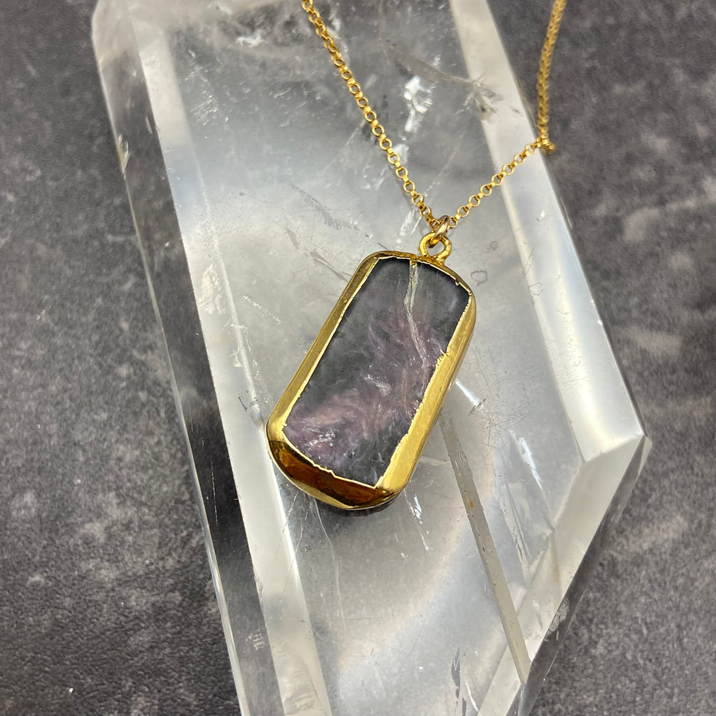 Charoite Gold Leaf Necklace
