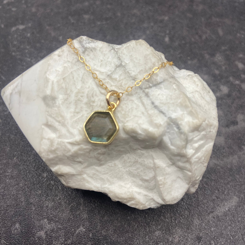 Labradorite Hexagon Necklace