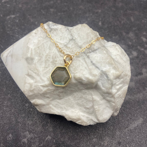 Labradorite Hexagon Necklace
