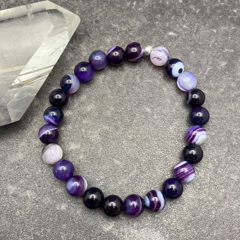 Purple Agate Crystal Stretch Bracelet