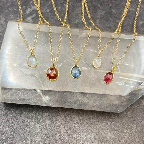 Gold Rose-Cut Dainty Crystal Necklaces