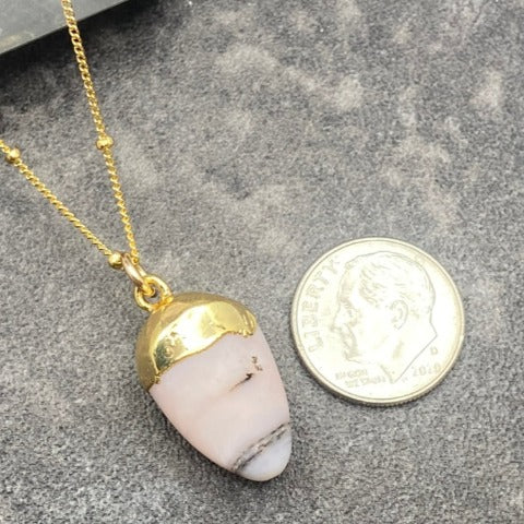 Pink Peruvian Opal Nugget Necklace