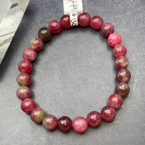 Watermelon Tourmaline Crystal Stretch Bracelet