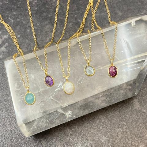 Gold Rose-Cut Dainty Crystal Necklaces