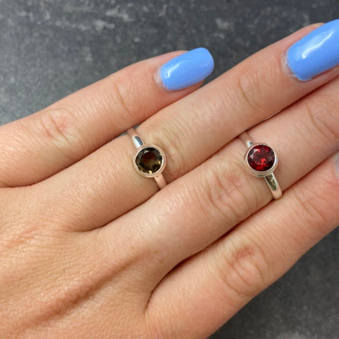 Smokey Quartz & Garnet Ring