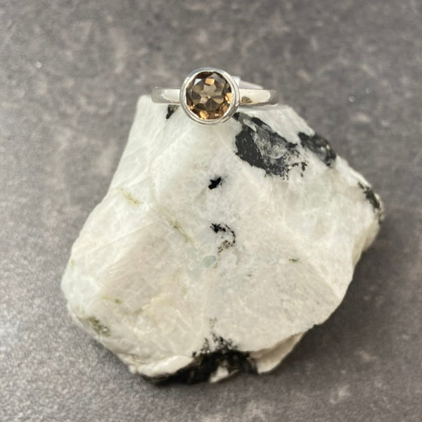 Smokey Quartz & Garnet Ring