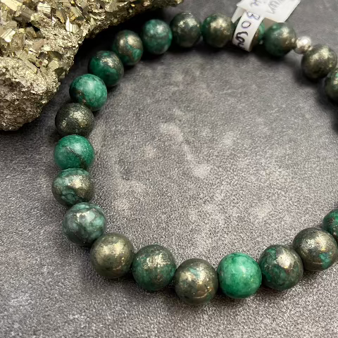 Green Pyrite Crystal Bracelet