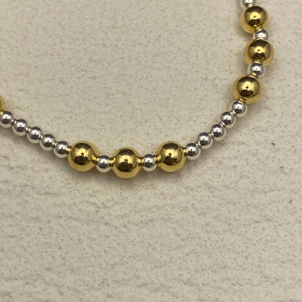 Sterling Silver 3mm Beaded Bracelet with 5mm Gold-Filled Accent Beads