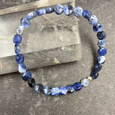 Sodalite Coin Crystal Stretch Bracelet