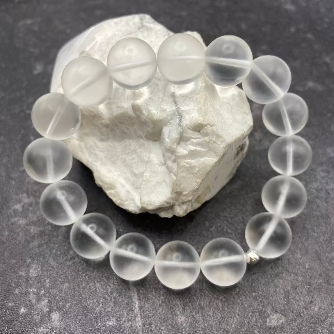 Matte Clear Crystal Quartz Stretch Bracelet