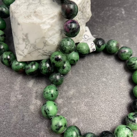 Ruby and Zoisite Crystal Stretch Bracelet