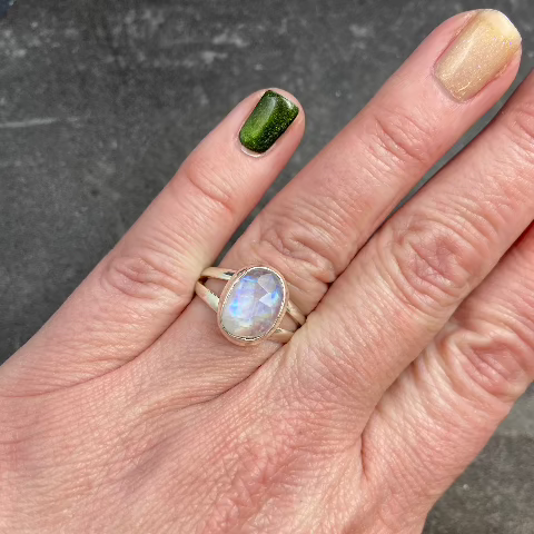 Rainbow Moonstone Ring