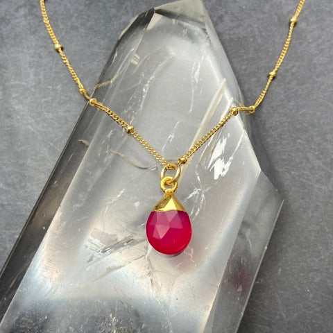 Berry Pink Chalcedony Necklace