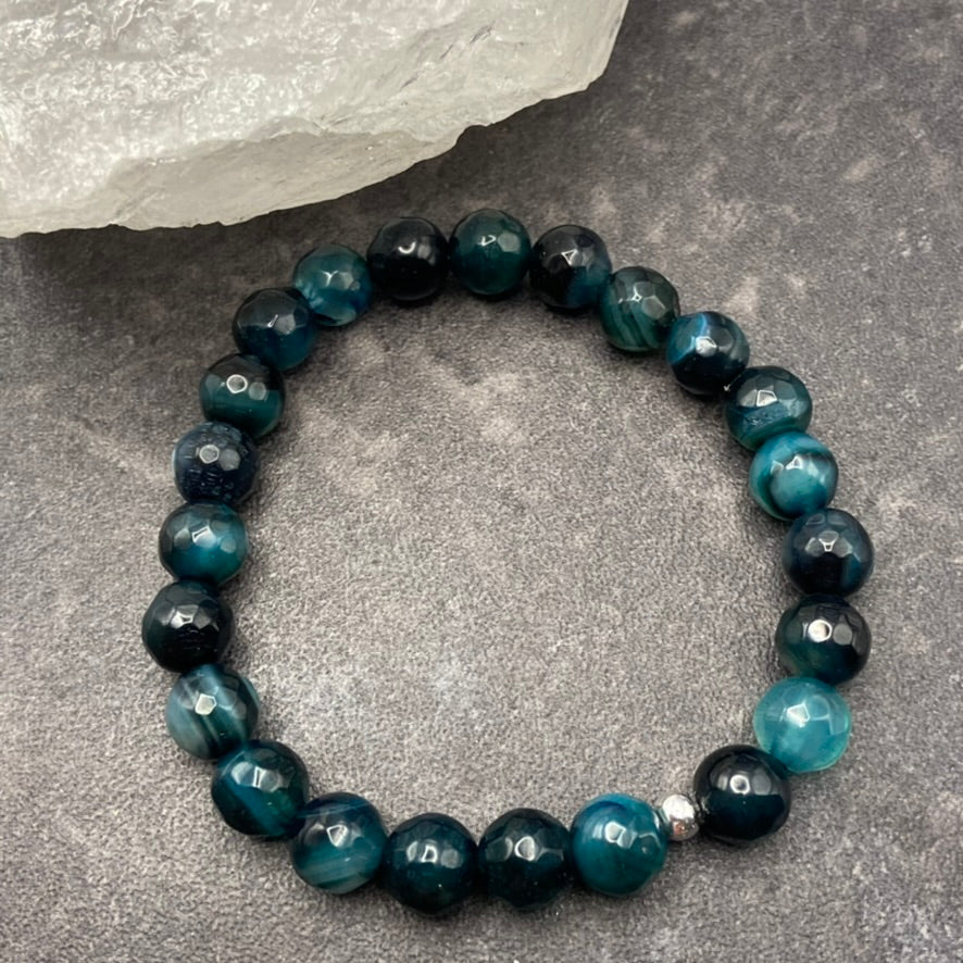 Teal Agate Crystal Stretch Bracelet
