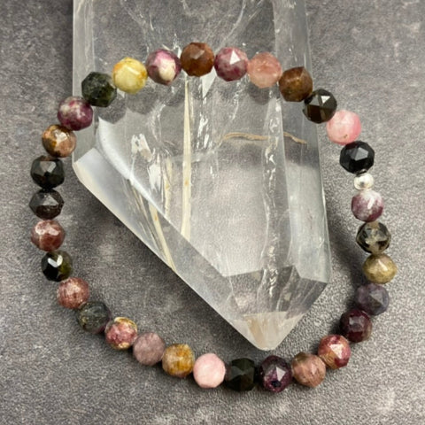 Watermelon Tourmaline Crystal Stretch Bracelet