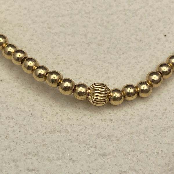Gold-Filled 3mm Beaded Bracelet with 3 Accent Beads