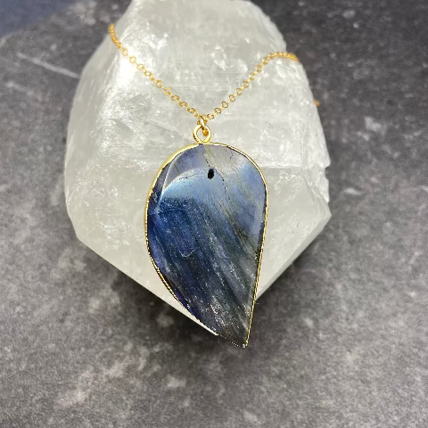 Labradorite Large Pointed Teardrop Necklace