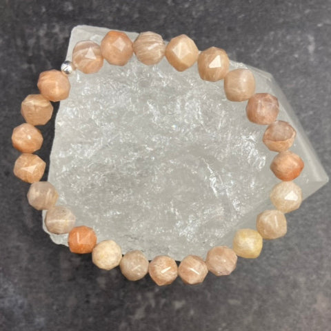 Peach Moonstone Crystal Stretch Bracelet