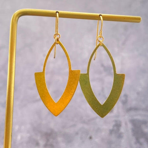 Modern Marquise Brass Dangle Earrings