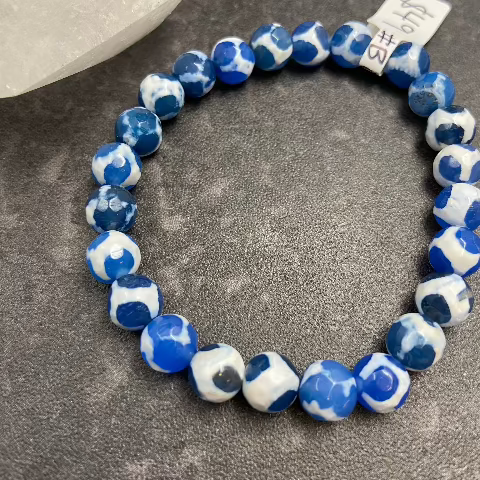 Blue Honeycomb Tibetan Agate Crystal Bracelet