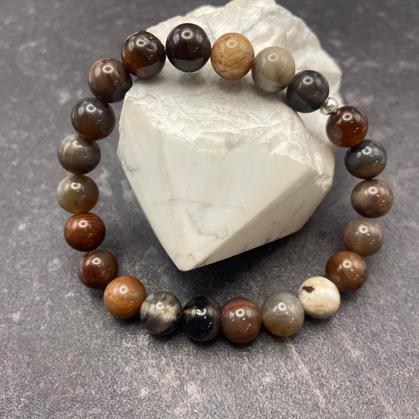 Petrified Wood Crystal Stretch Bracelet