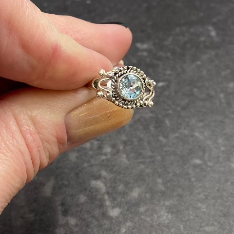 Round Blue Topaz Ring