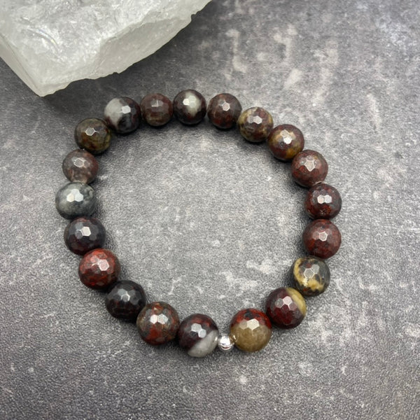 Grey & Brown Agate Crystal Stretch Bracelet