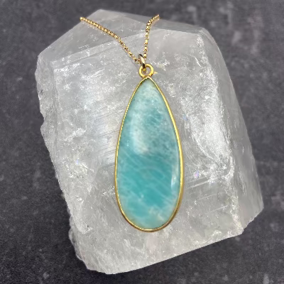 Amazonite Pear Necklace
