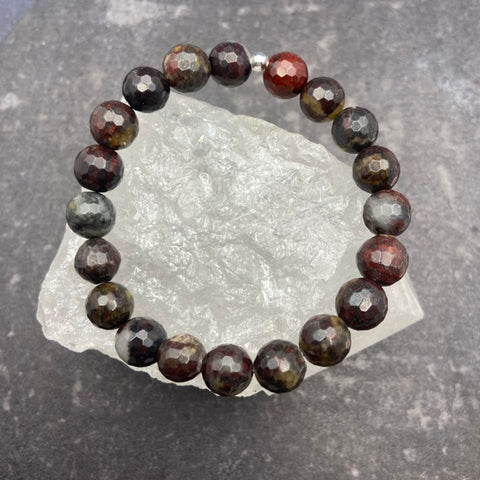 Grey & Brown Agate Crystal Stretch Bracelet