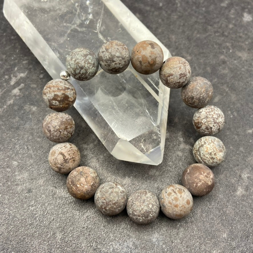 Brown Snowflake Obsidian Crystal Stretch Bracelet