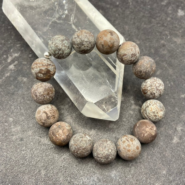 Brown Snowflake Obsidian Crystal Stretch Bracelet