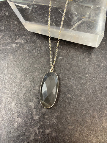 Silver Moonstone Oval Necklace