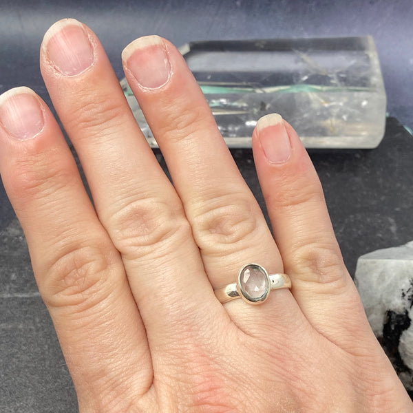 Blue Topaz Rose Cut Ring