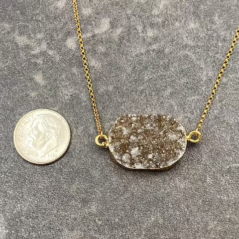 Gold Leafed Druzy Agate Necklace